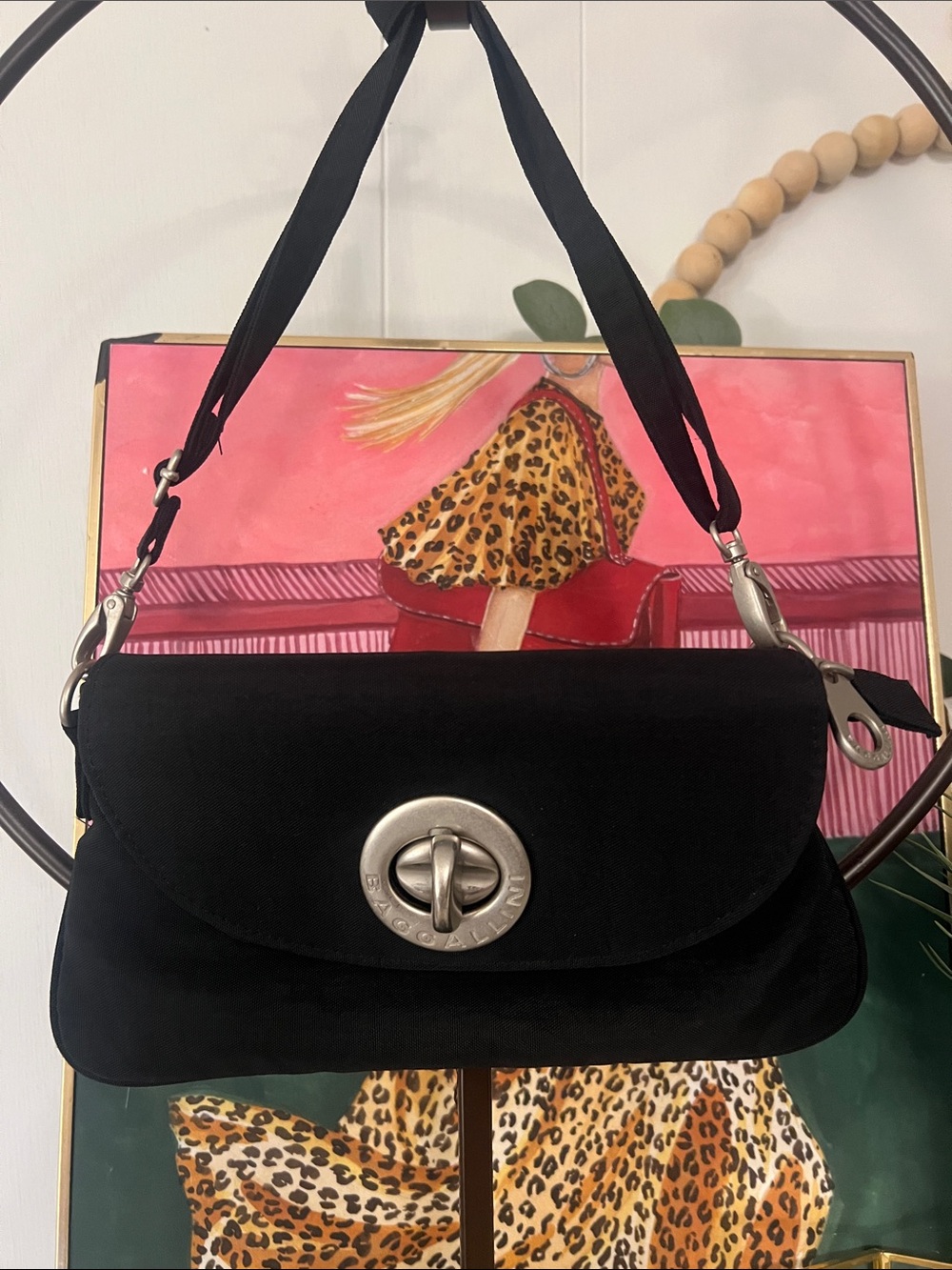 Baggallini Black Shoulder Bag with Silver Turn-Lock
